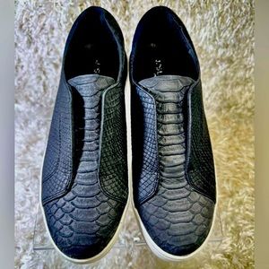J/Slides Heidi Snake Embossed Black Leather Sneakers Women’s Size 8.5 NWOT